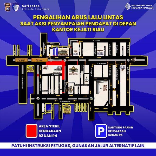 Satlantas Polresta Pekanbaru Alihkan Arus Lalin Besok Pagi